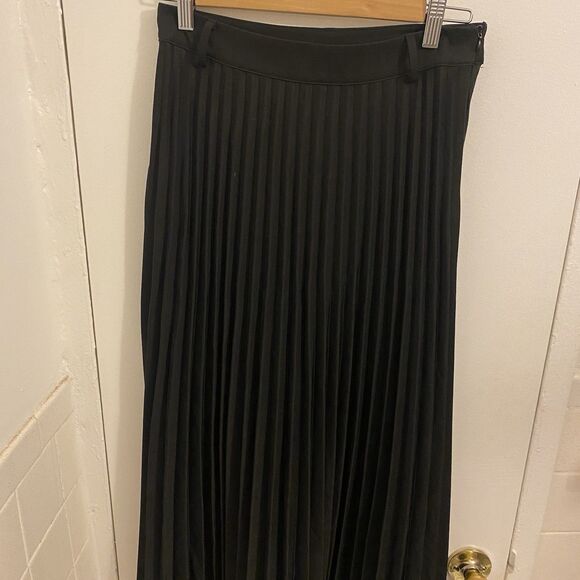 AR THE LABEL Womens Pleated A Line Midi Skirt Stretch Size Small Black Career - Picture 1 of 9